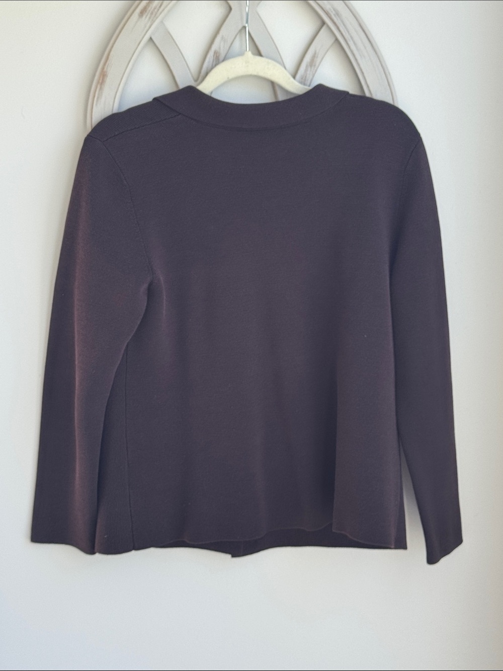 Eileen Fisher Silk & Organic Cotton Knit Blazer Cardigan chocolate brown. Med - Picture 2 of 7